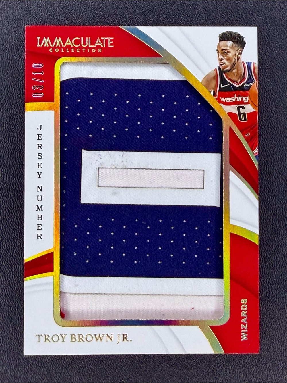 2018-19 Panini Immaculate Troy Brown Jr Rookie RC Jersey Number Patch Gold /10